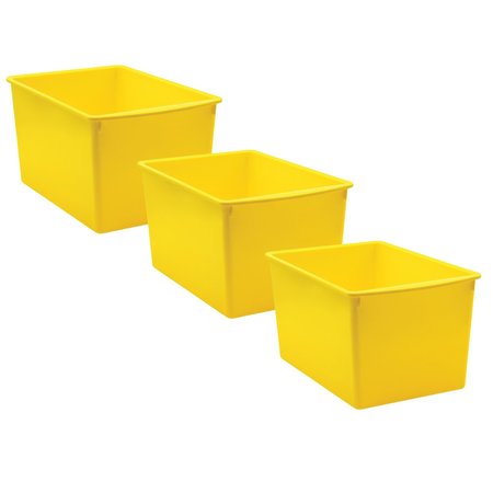 TEACHER CREATED RESOURCES Yellow Plastic Multi-Purpose Bin, 3PK 20431
